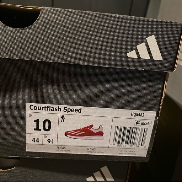 ADIDAS COURTFLASH SPEED TENNIS SHOES Preloved Red Cloud White HQ8483 Men’s Sz - Picture 8 of 11
